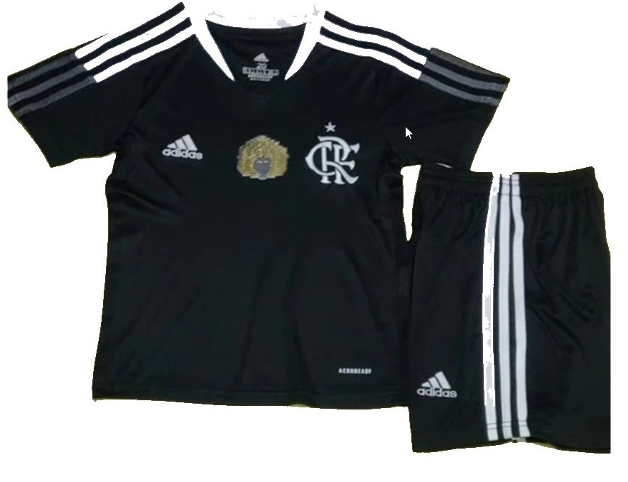 Kit infantil Flamengo 2021 2022 Adidas oficial Excelência Negra
